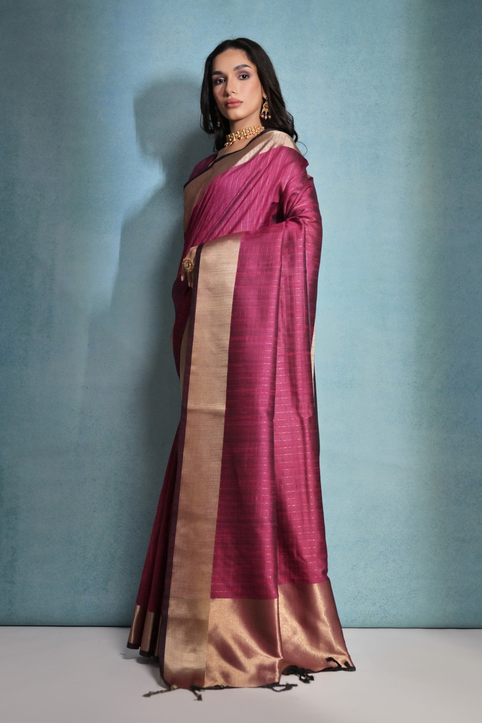 Buy MySilkLove Blush Pink Woven Raw Silk Saree Online