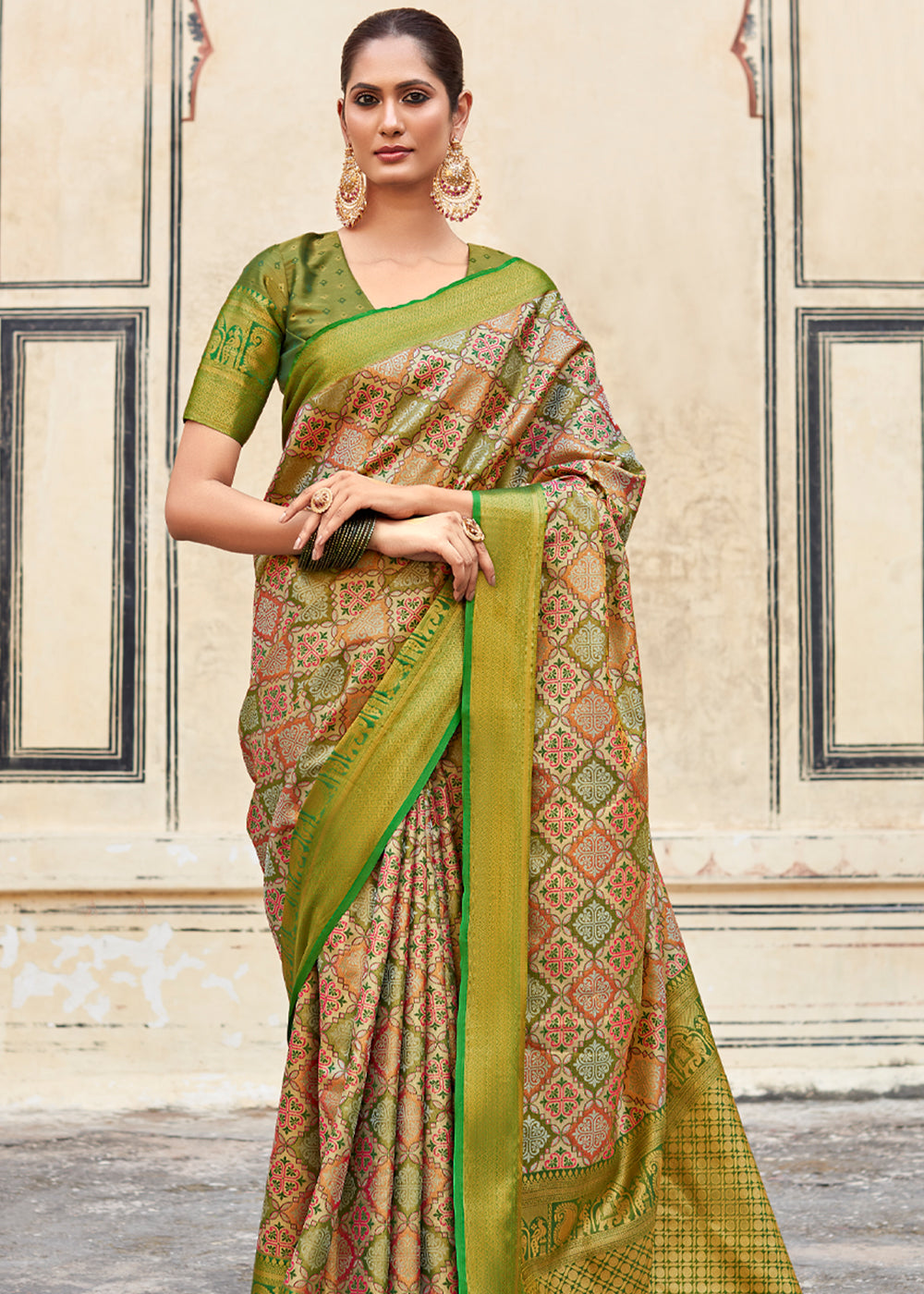 Buy MySilkLove Celery Green Woven Banarasi Silk Saree Online
