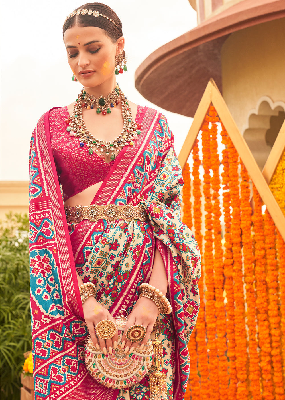 Buy MySilkLove Blush Pink Printed Patola Silk Saree Online