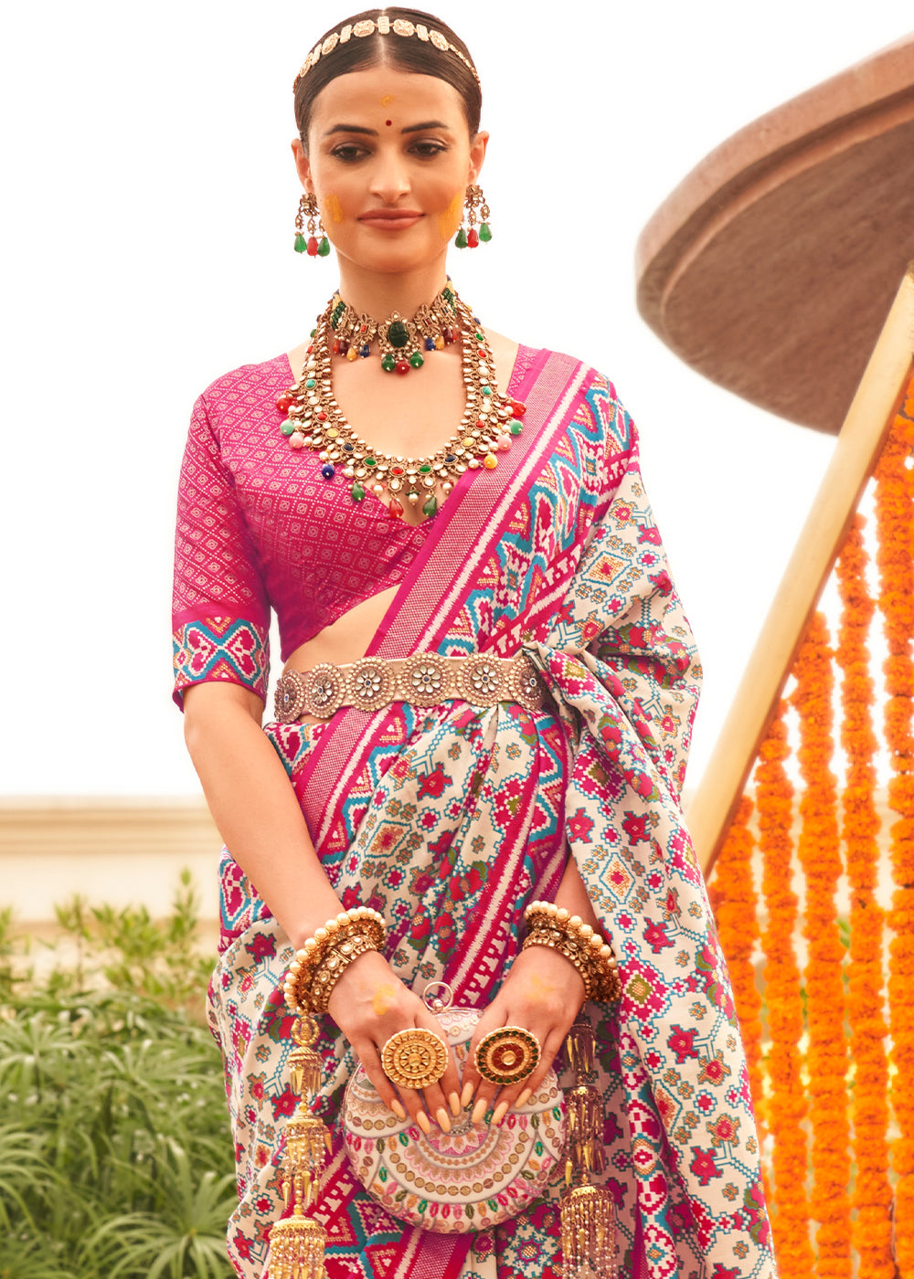 Buy MySilkLove Blush Pink Printed Patola Silk Saree Online