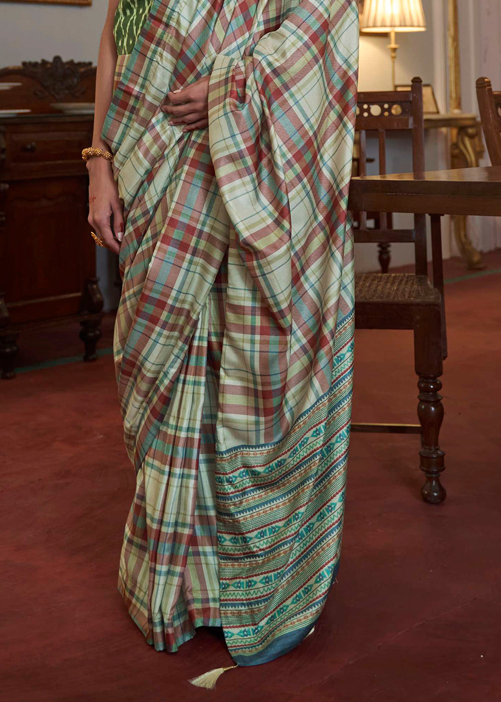 Buy MySilkLove Camouflage Green Printed Banarasi Saree Online