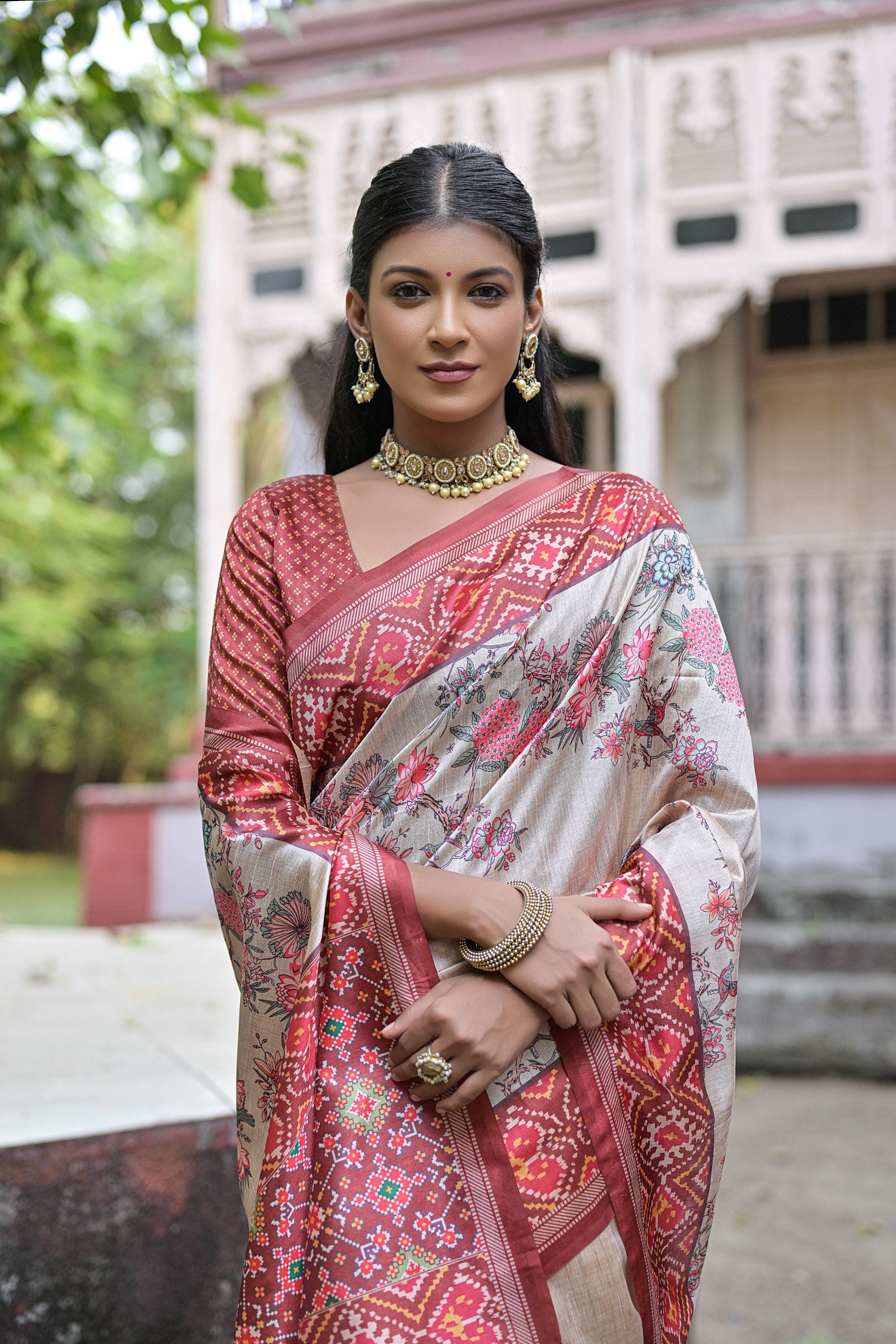 Buy MySilkLove Chestnut Red Tussar Silk Saree Online