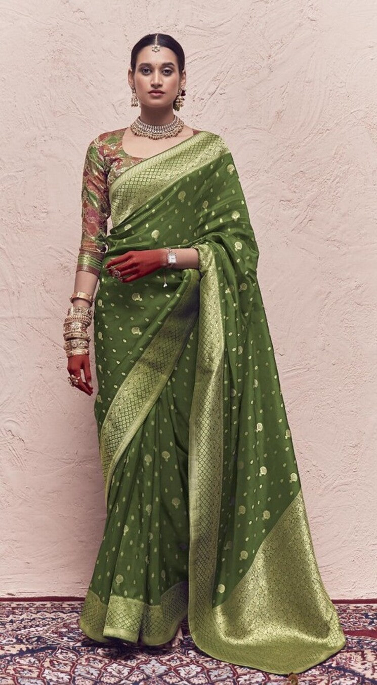 Buy MySilkLove Winter Green Designer Banarasi Handloom Silk Saree Online