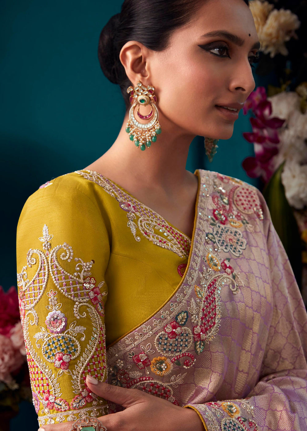 Buy MySilkLove Clam Shell Pink Woven Embroidered Banarasi Silk Saree Online