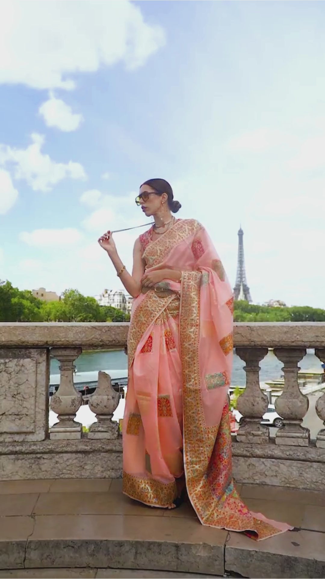 Buy MySilkLove Blossom Pink Kashmiri Jamewar Handloom Saree Online