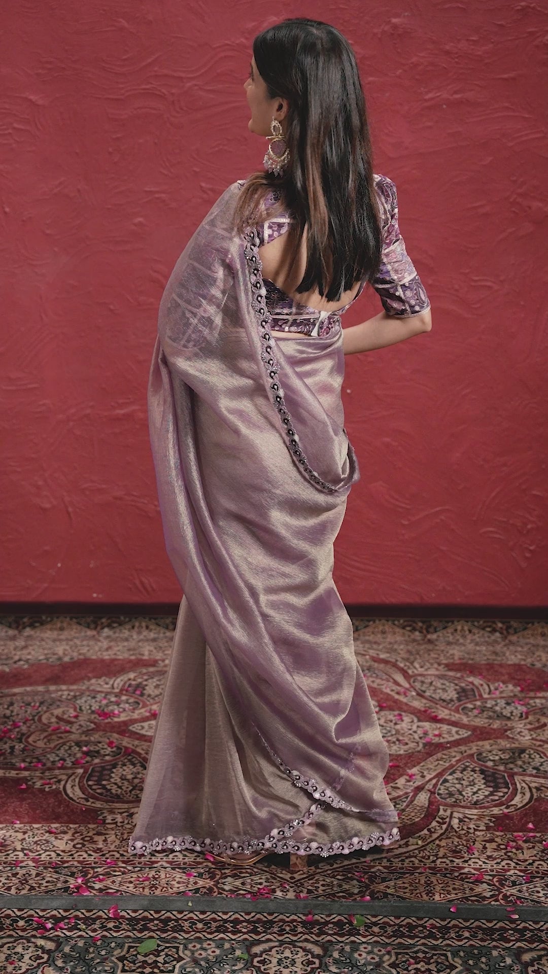 Buy MySilkLove Mauve Purple Banarasi Saree with Stitched Blouse Online
