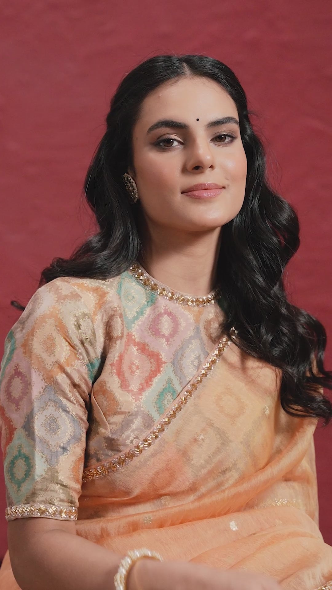 Buy MySilkLove Neon Orange Two Tone Tussar Saree with Stitched Blouse Online