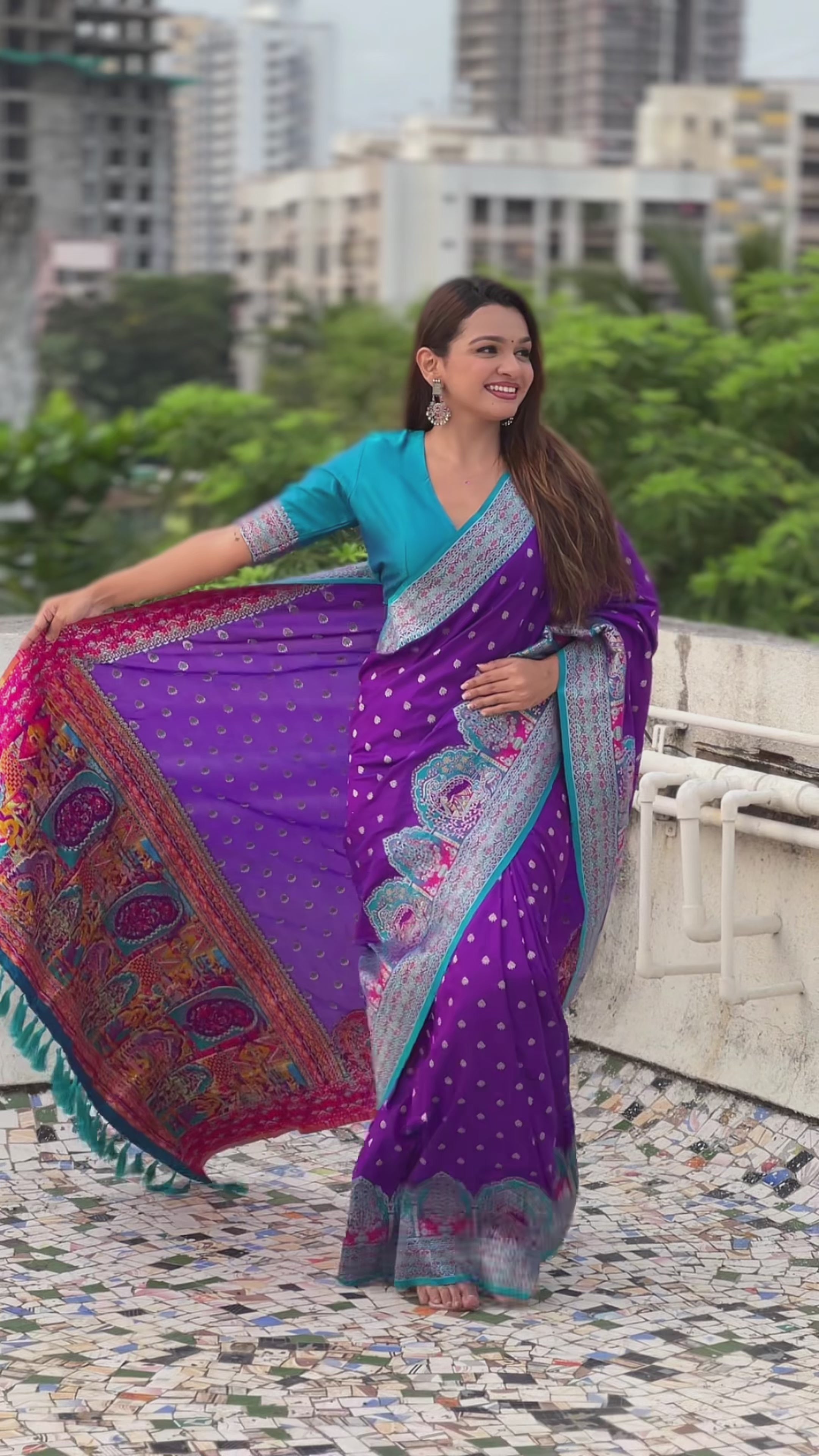 Buy MySilkLove Brinjal Purple Woven Banarasi Saree Online