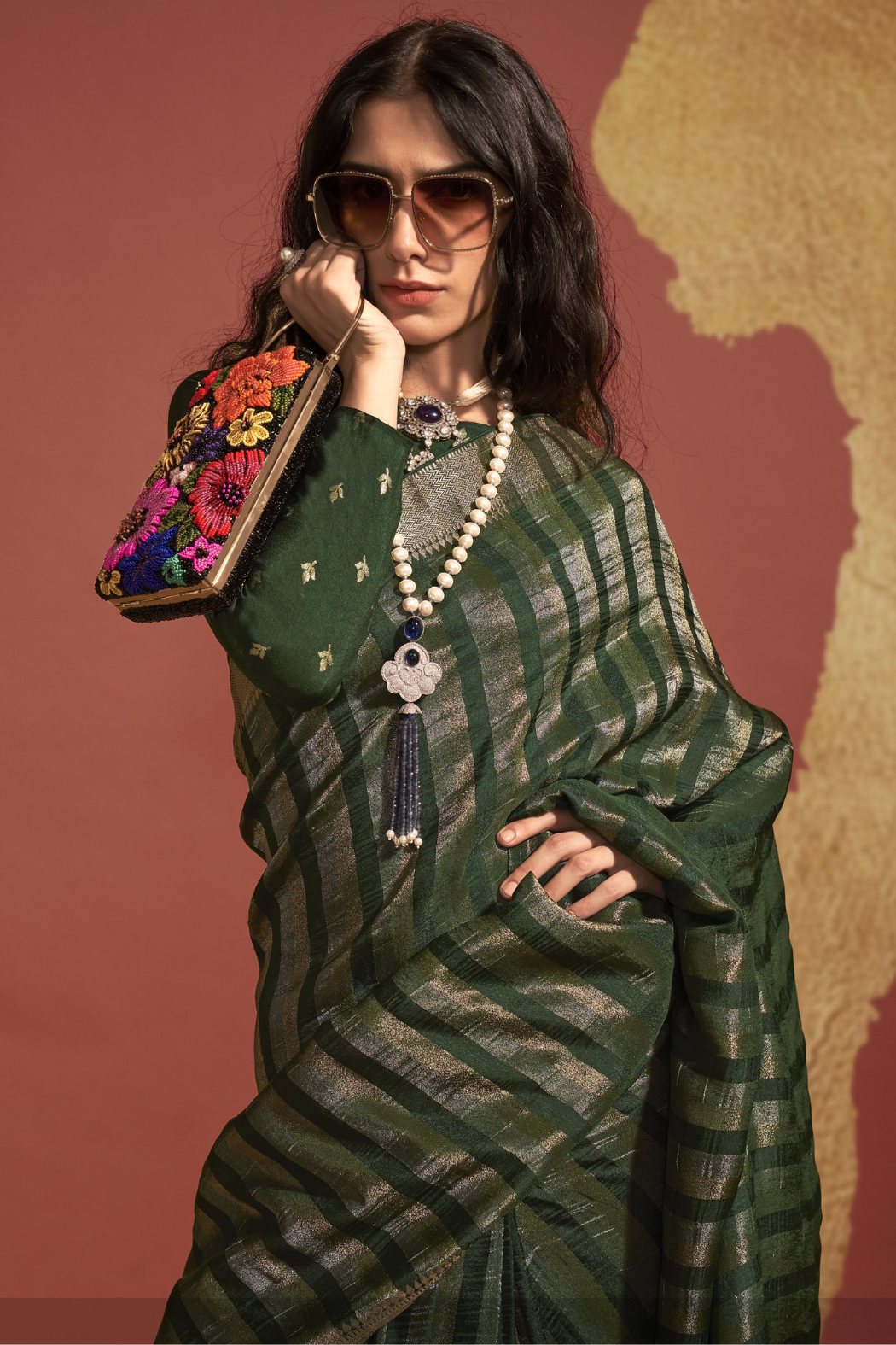 Buy MySilkLove British Racing Green Banarasi Handloom Silk Saree Online