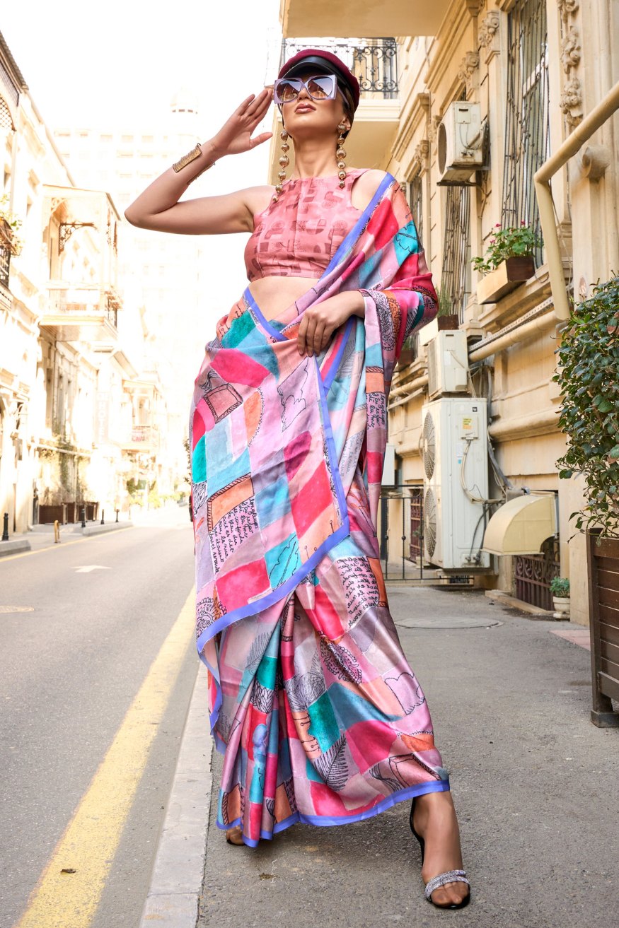 MySilkLove Portage Multicolor Satin Silk Saree