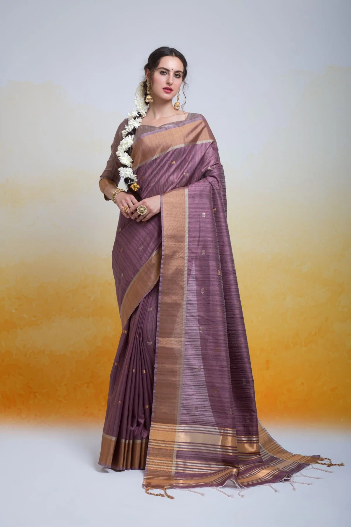 Buy MySilkLove Bouquet Purple Cotton Silk Saree Online
