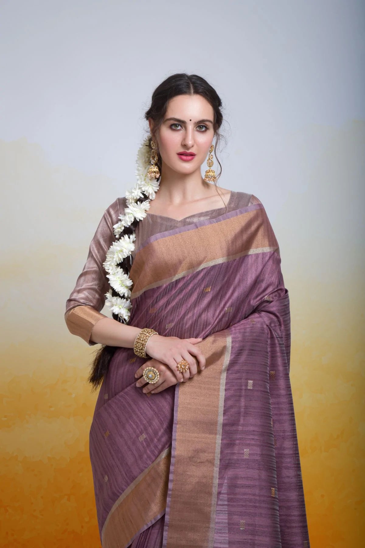 Buy MySilkLove Bouquet Purple Cotton Silk Saree Online