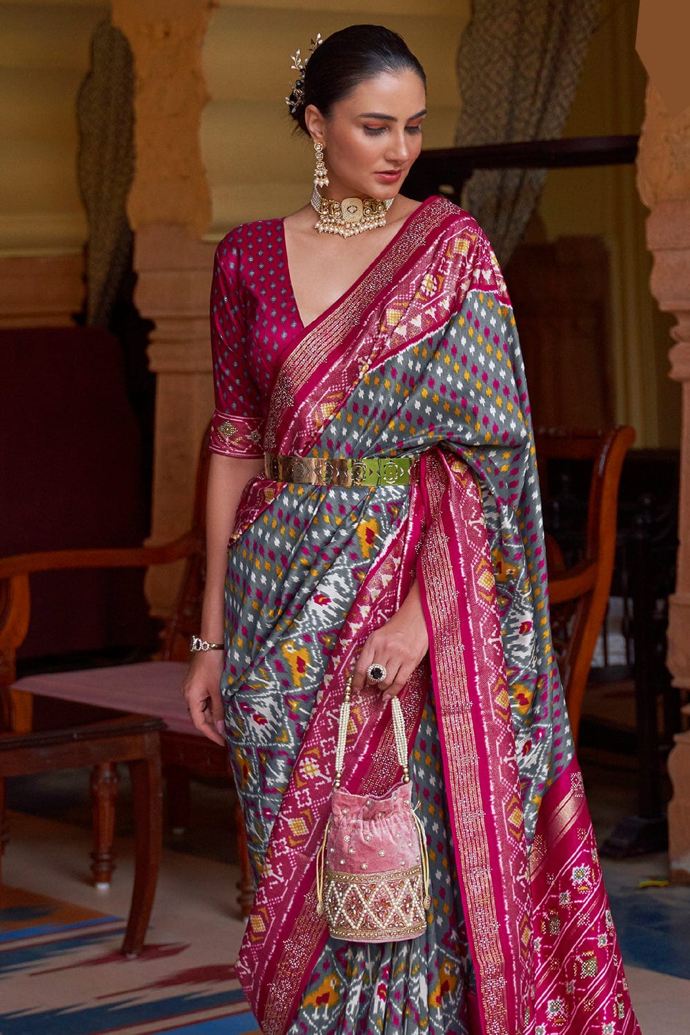 Buy MySilkLove Rose Dust Multicolour Patola Saree Online