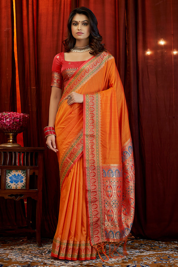 Buy MySilkLove Mandarin Orange South Silk Saree Online