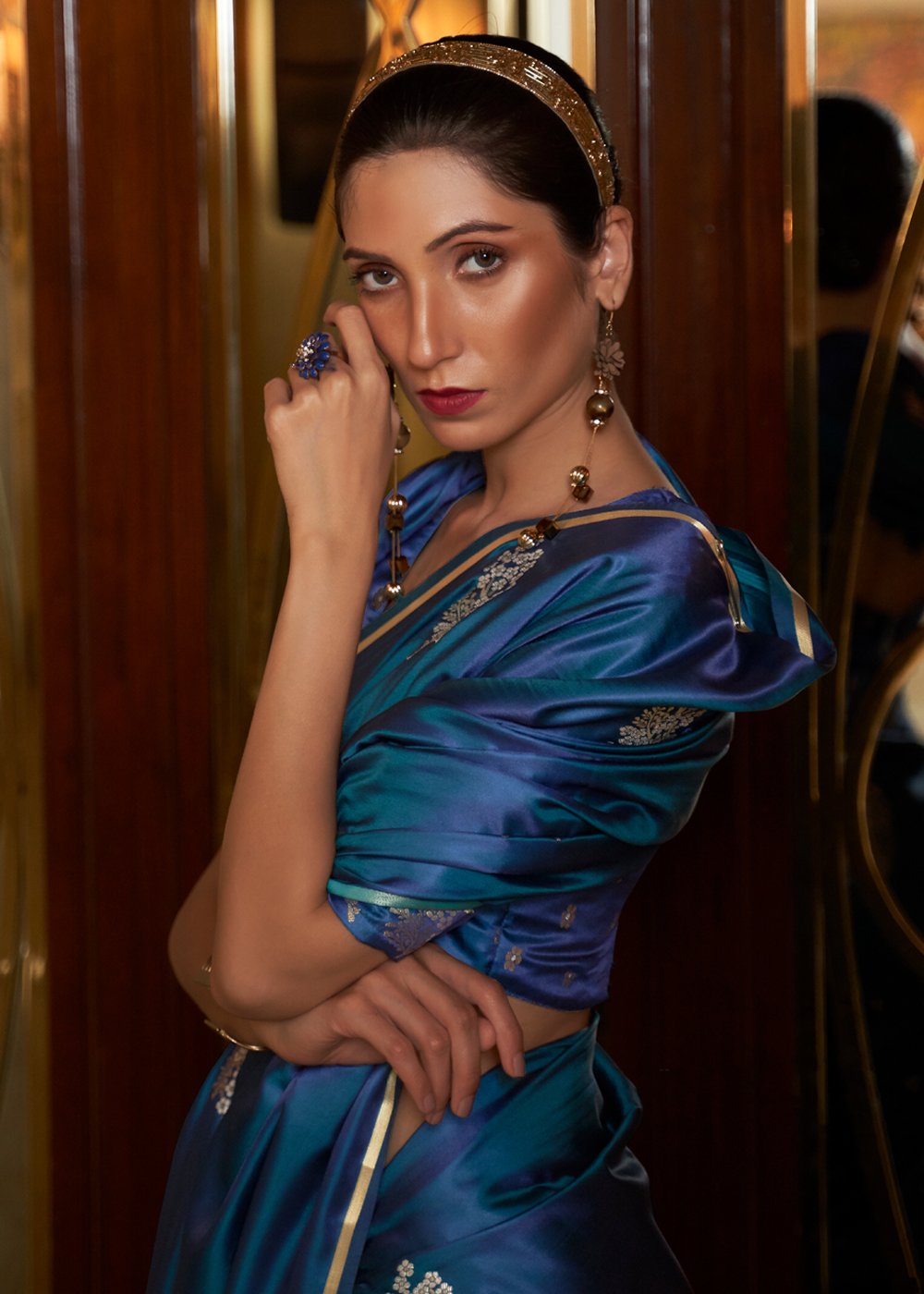 Buy MySilkLove Bdazzled Blue Zari Woven Banarasi silk Saree Online