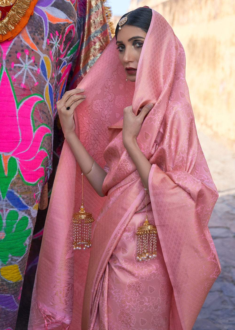 Buy MySilkLove Carissma Pink Kanjivaram Woven Silk Saree Online