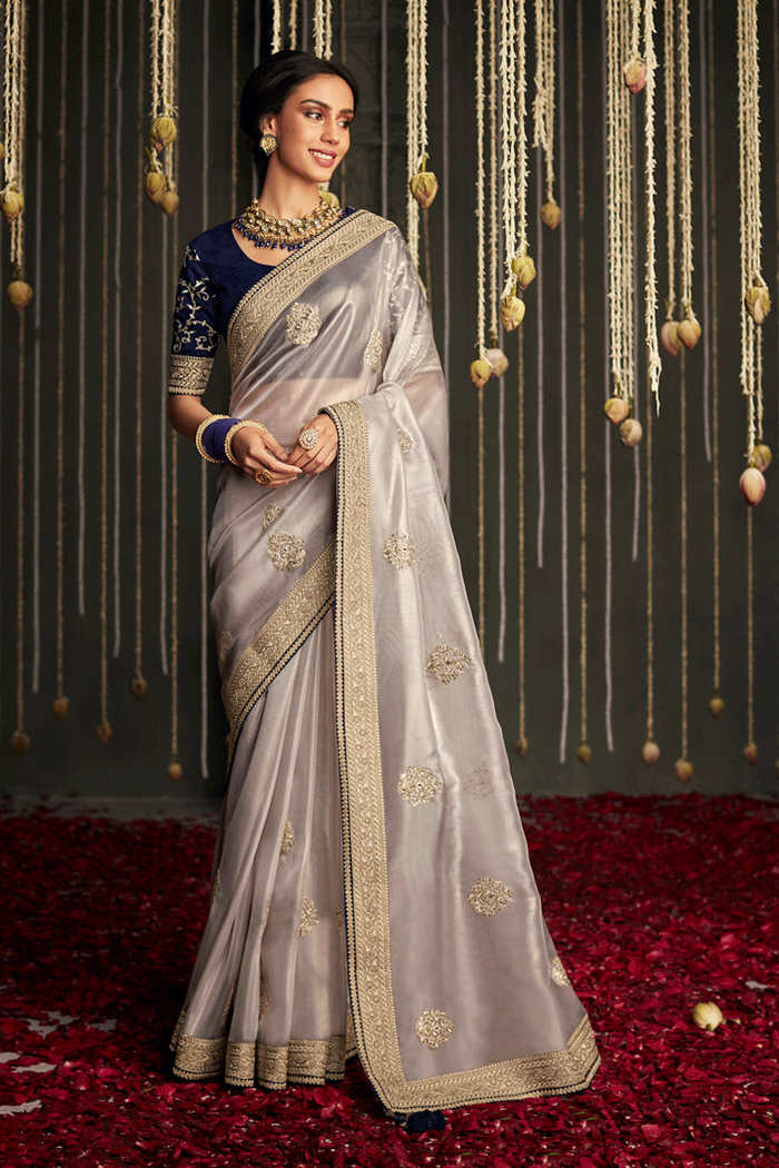 Buy MySilkLove Clam Shell White Zari Woven Designer Banarasi Saree Online