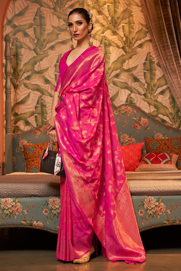 Buy MySilkLove Rose Pearl Pink Zari Woven Kanjivaram Silk Saree Online