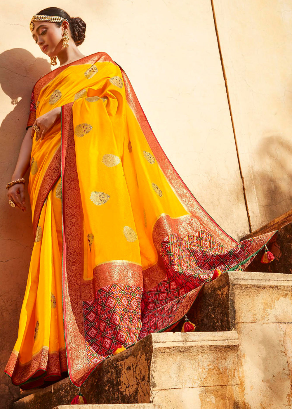 Buy MySilkLove Selective Yellow Woven Patola Designer Silk Saree Online