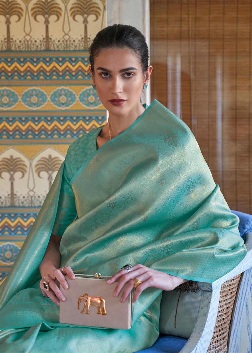 Buy MySilkLove Sea Nymph Blue Woven Kanjivaram Silk Saree Online