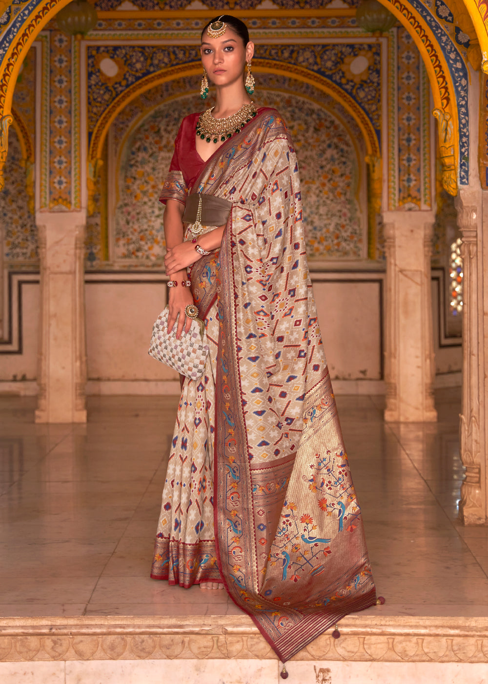 Buy MySilkLove Spicy Mix Brown Woven Patola Paithani Silk Saree Online