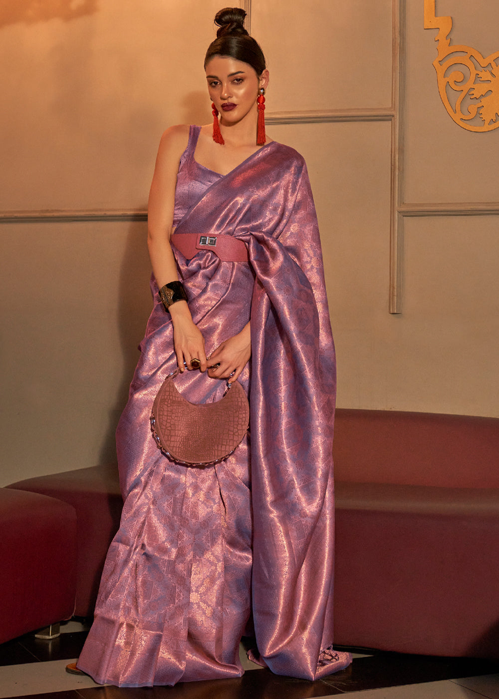 Buy MySilkLove Classic Purple Kanjivaram Woven Silk Saree Online