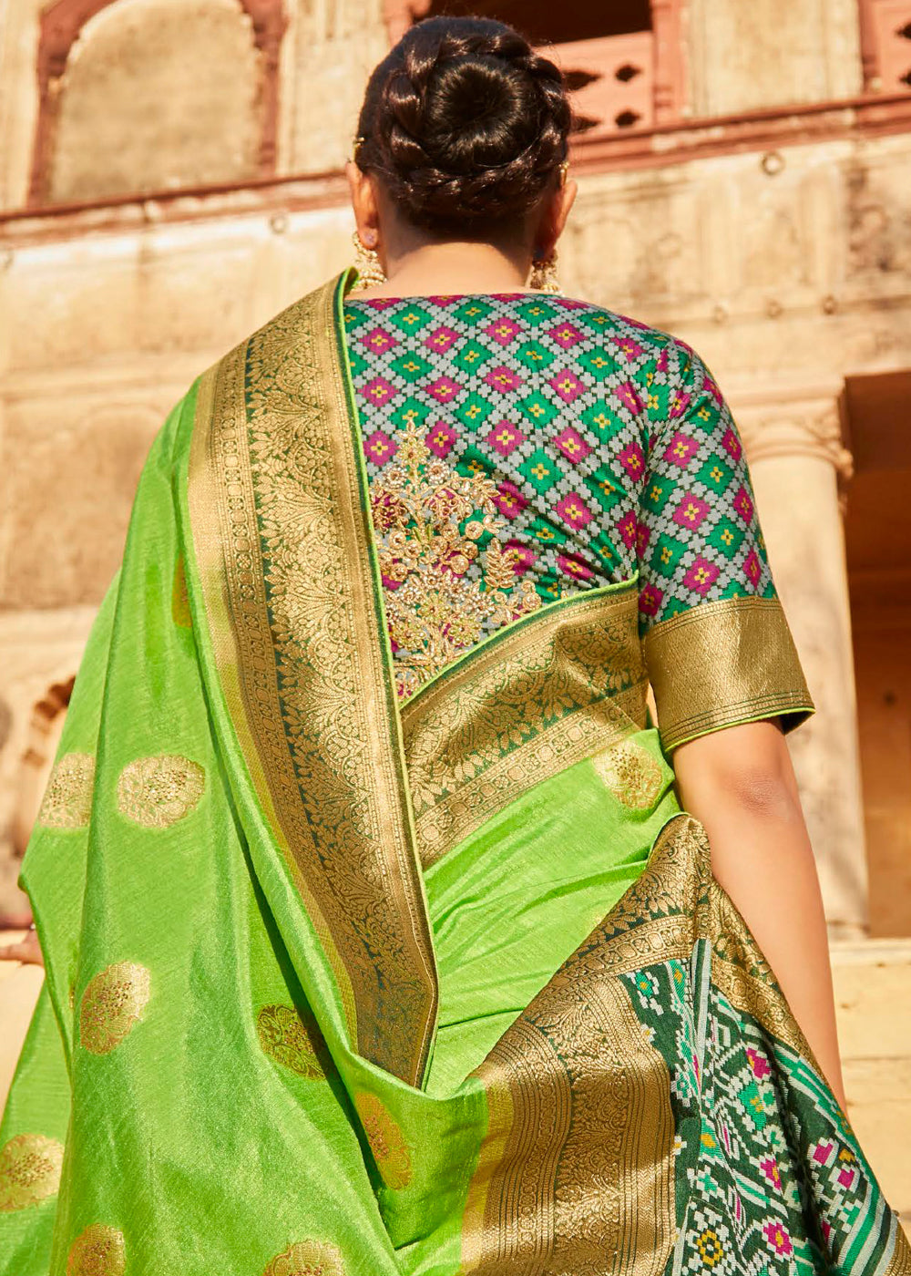 Buy MySilkLove Atlantis Green Woven Patola Designer Silk Saree Online