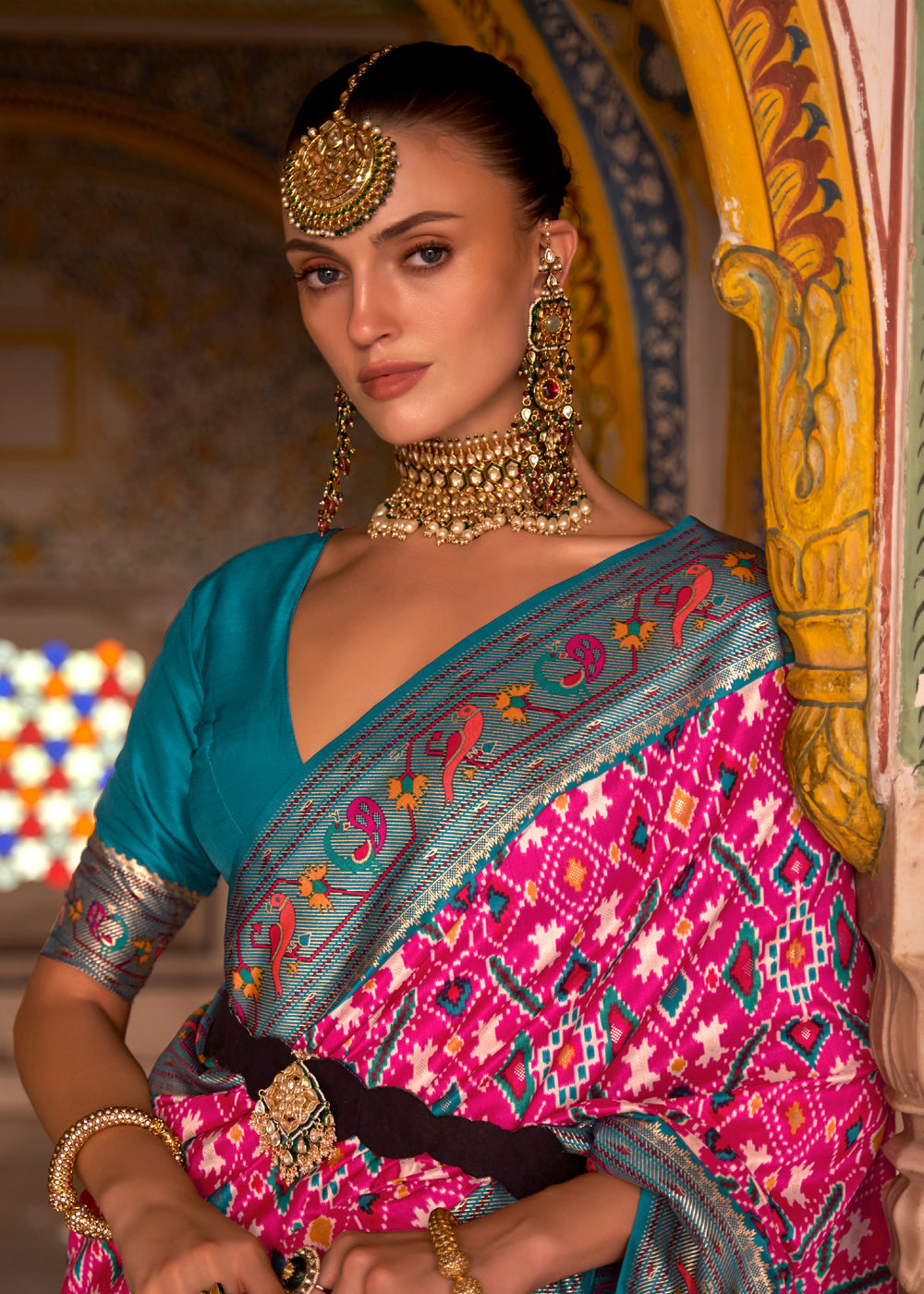 Buy MySilkLove Cerise Pink Woven Patola Paithani Silk Saree Online