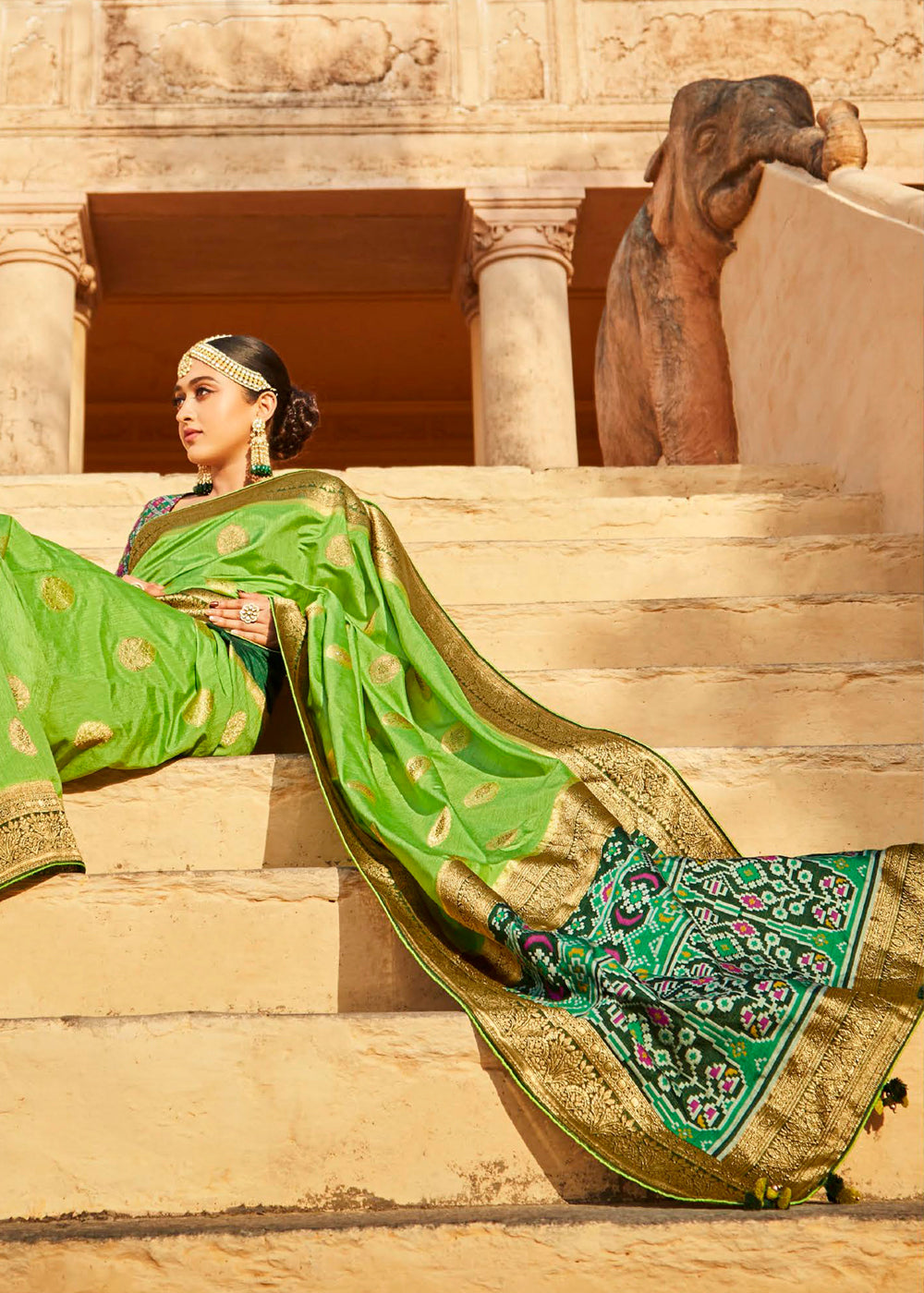 Buy MySilkLove Atlantis Green Woven Patola Designer Silk Saree Online