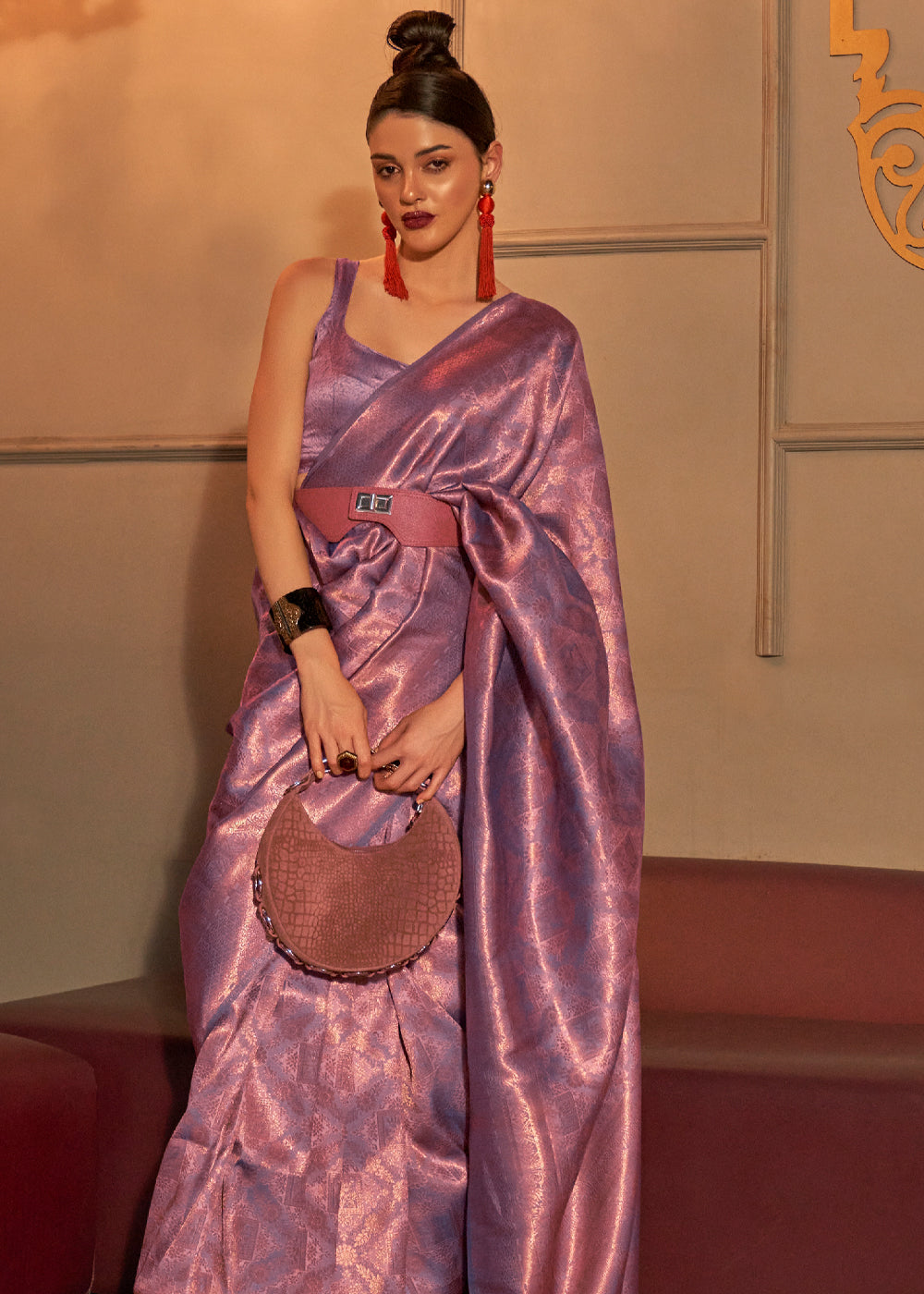 Buy MySilkLove Classic Purple Kanjivaram Woven Silk Saree Online