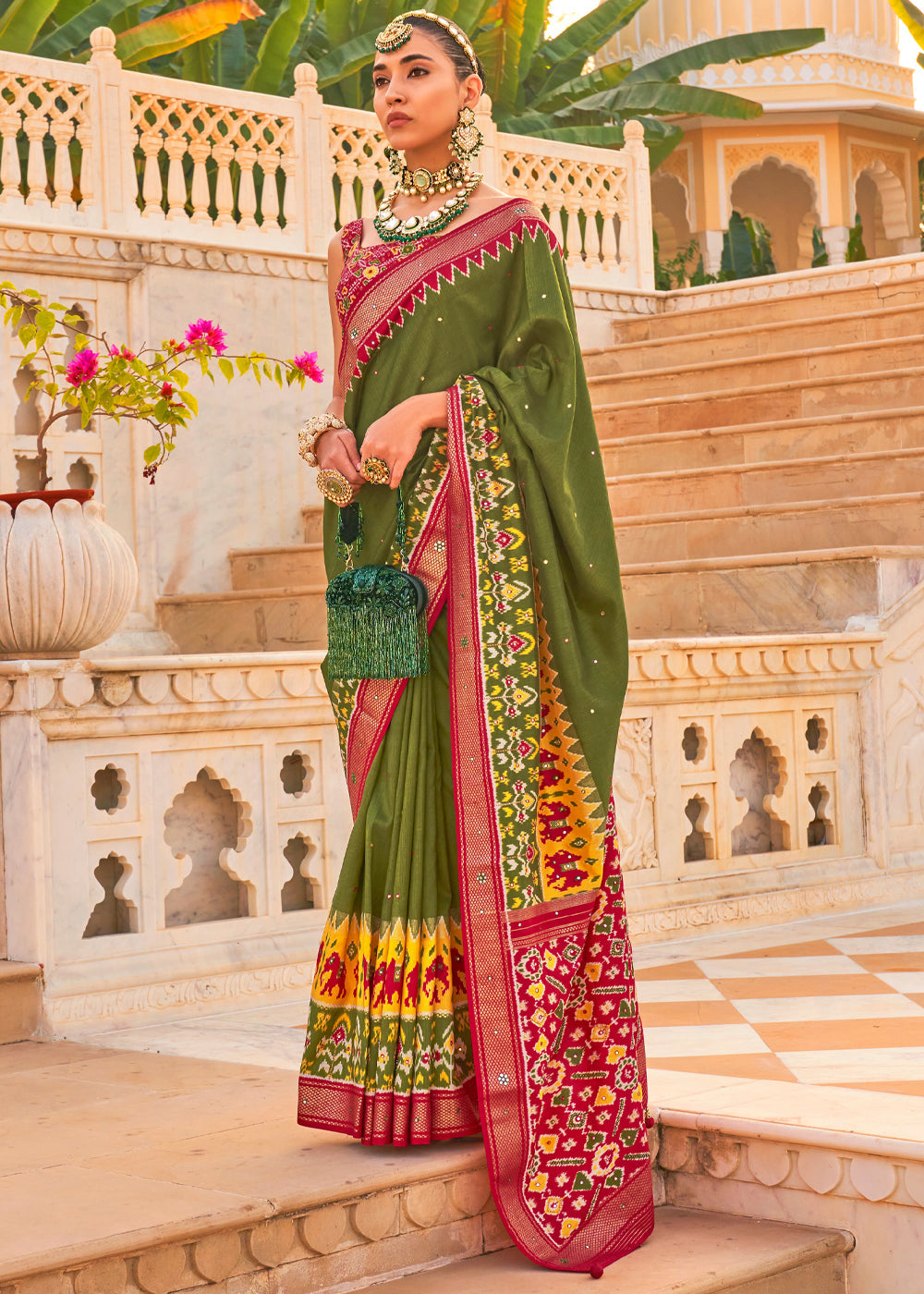 Buy MySilkLove Costa Del Sol Green Woven Patola Silk Saree Online