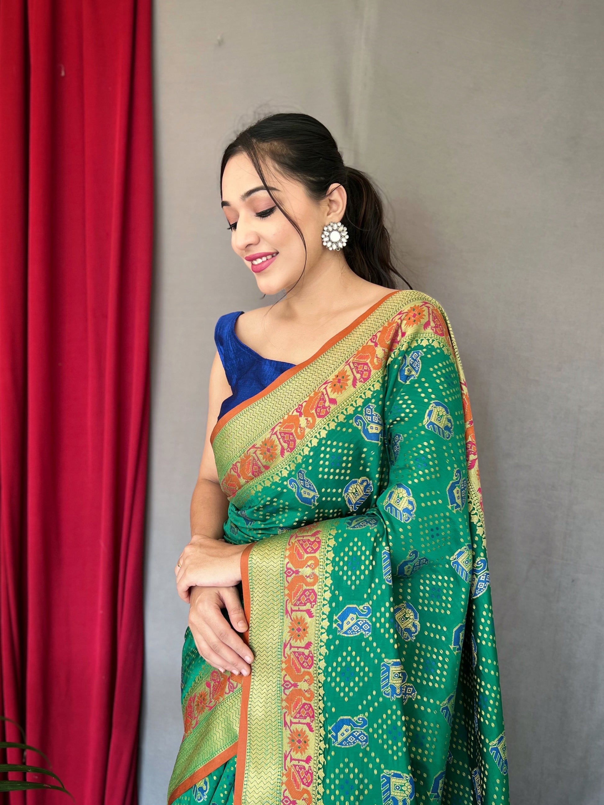 Buy MySilkLove Dark Green Kutch Patola Woven Silk Saree Online