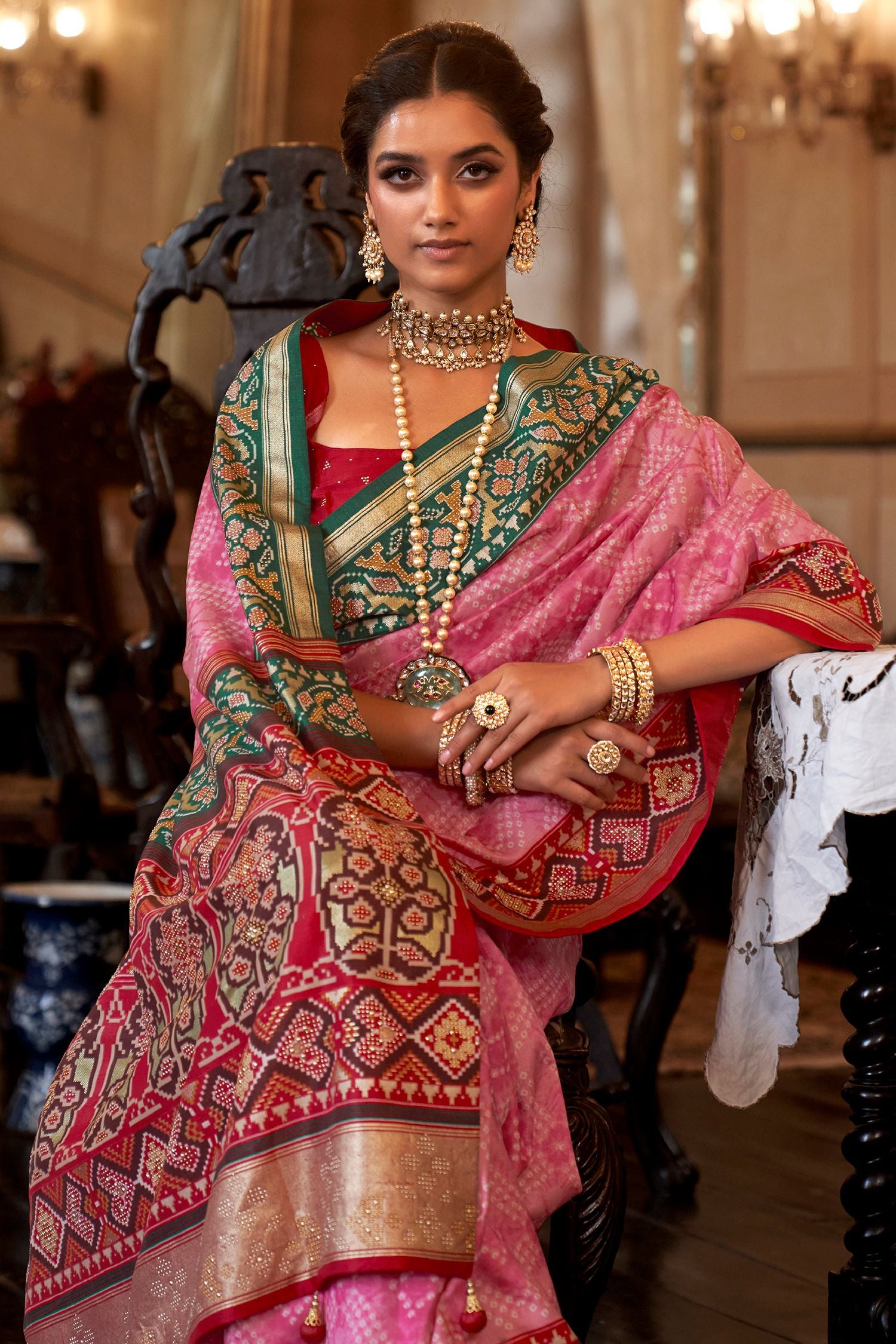 Buy MySilkLove Mauvelous Pink Handloom Patola Silk Saree Online