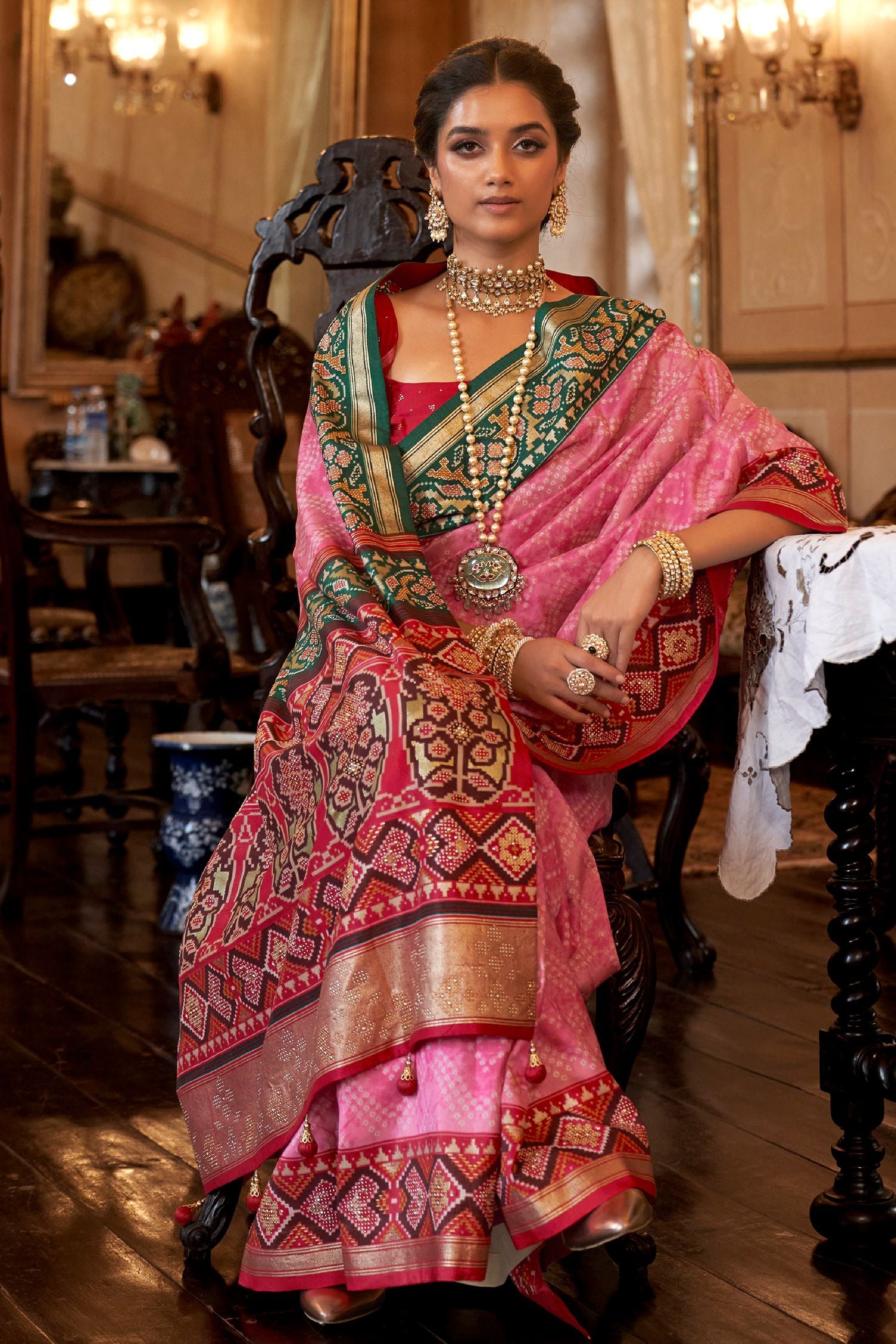 Buy MySilkLove Mauvelous Pink Handloom Patola Silk Saree Online