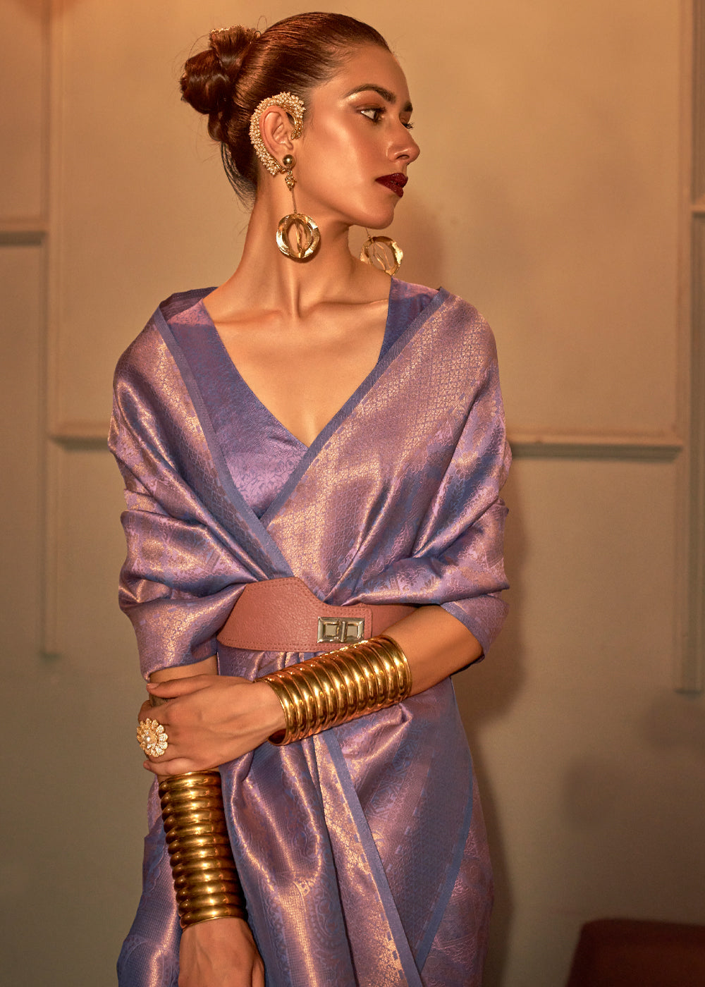 Buy MySilkLove Kimberly Purple Kanjivaram Woven Silk Saree Online