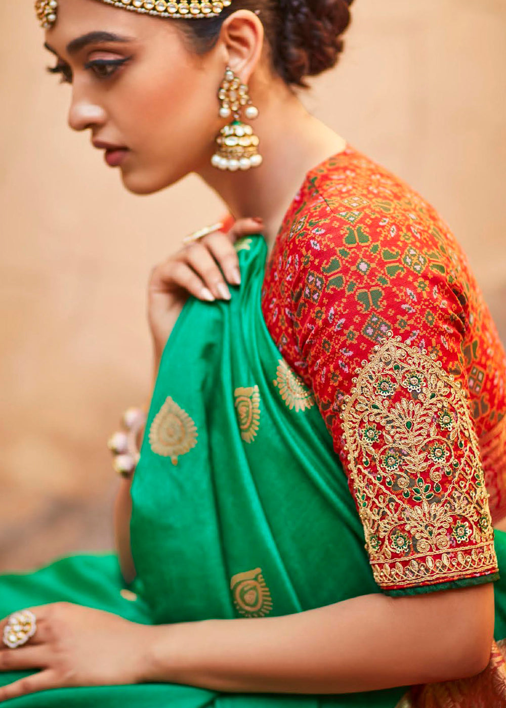 Buy MySilkLove Caribbean Green Woven Patola Designer Silk Saree Online