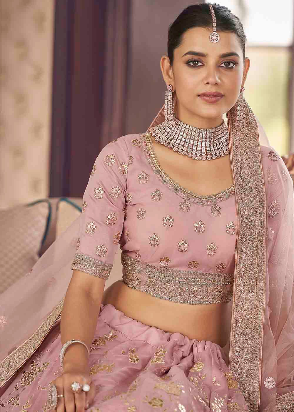 Buy MySilkLove Careys Pink Organza Lehenga Choli Online