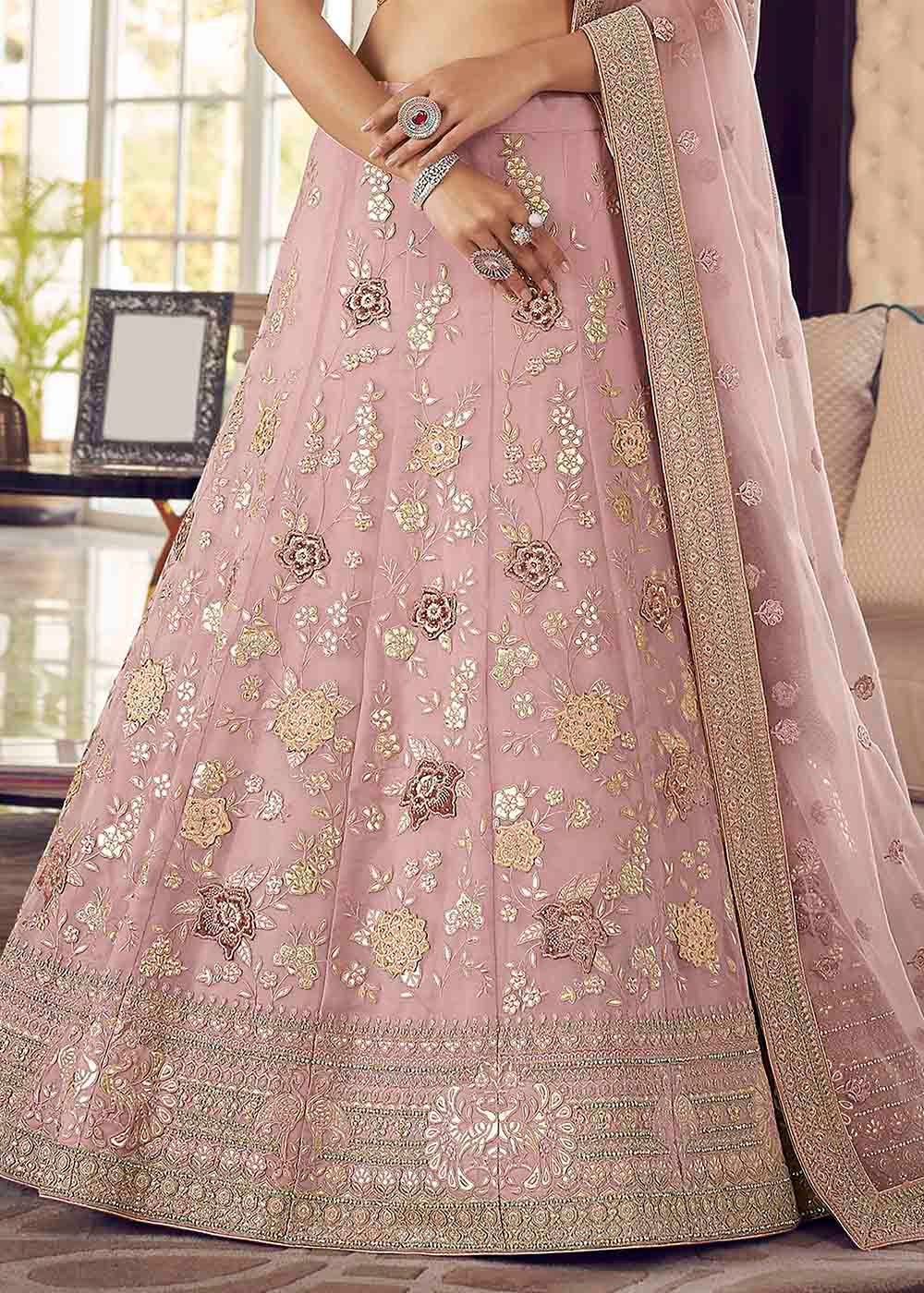 Buy MySilkLove Careys Pink Organza Lehenga Choli Online