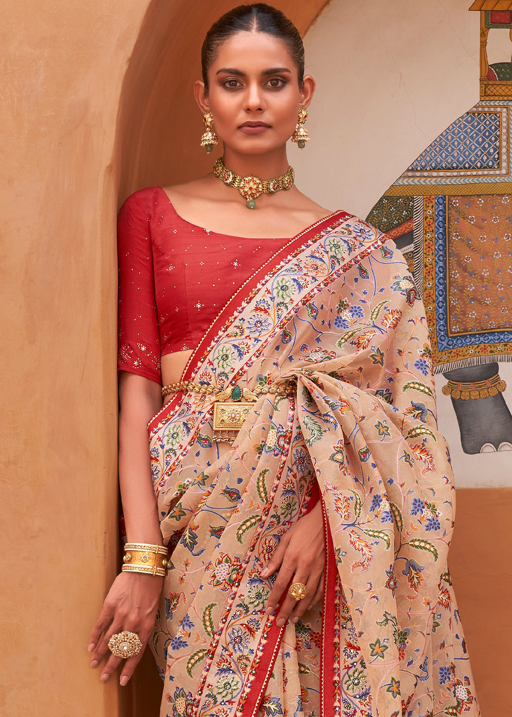 Buy MySilkLove Manhattan Brown Patola Printed Tissue Silk Saree Online