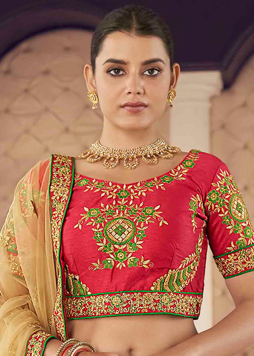 Buy MySilkLove Asparagus Green Silk Lehenga Choli Online