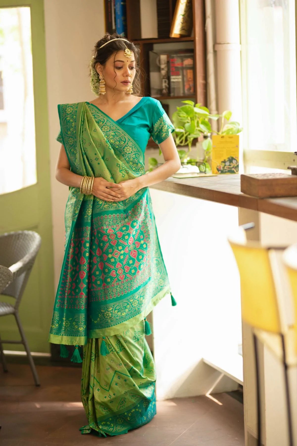 Buy MySilkLove Fern Pista Zari Woven Patola Silk Saree Online