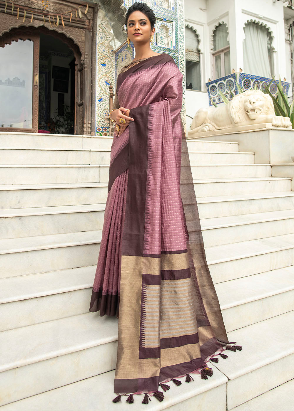 Buy MySilkLove Shilo Purple Zari Woven South Silk Saree Online