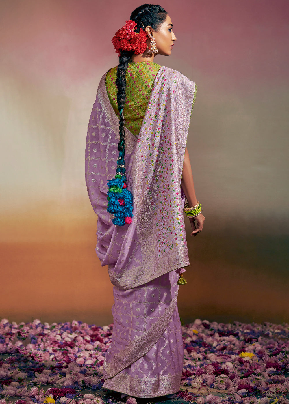 Buy MySilkLove Strikemaster Purple Woven Banarasi Soft Silk Saree Online