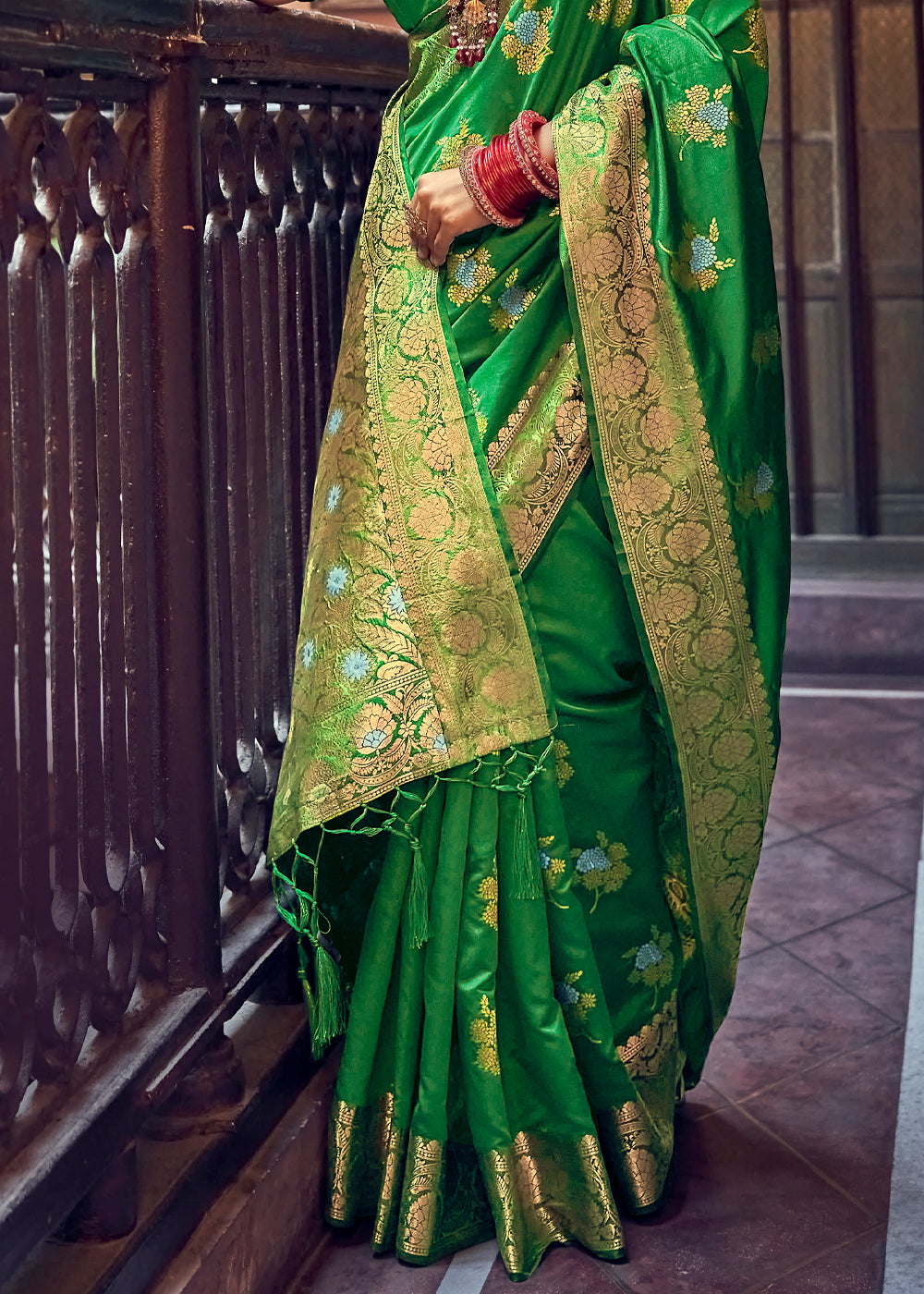 Buy MySilkLove Goblin Green Zari Woven Banarasi Brocade Saree Online
