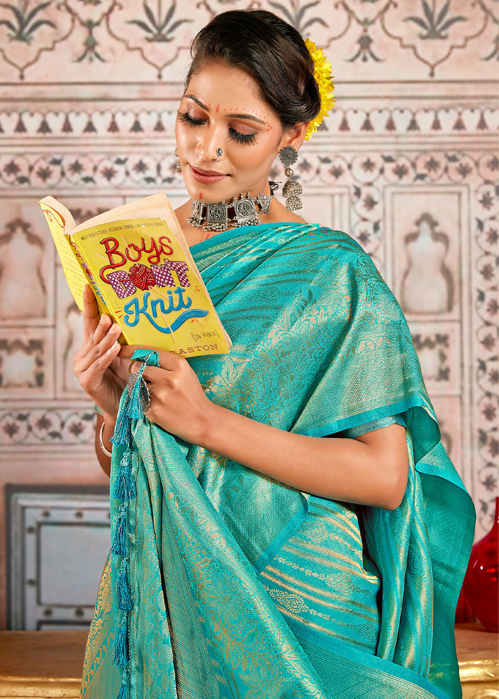 Buy MySilkLove Tradewind Blue South Silk Saree Online