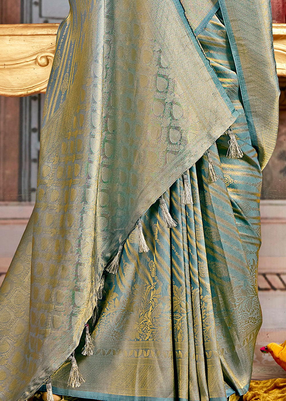 Buy MySilkLove Gothic Blue South Silk Saree Online
