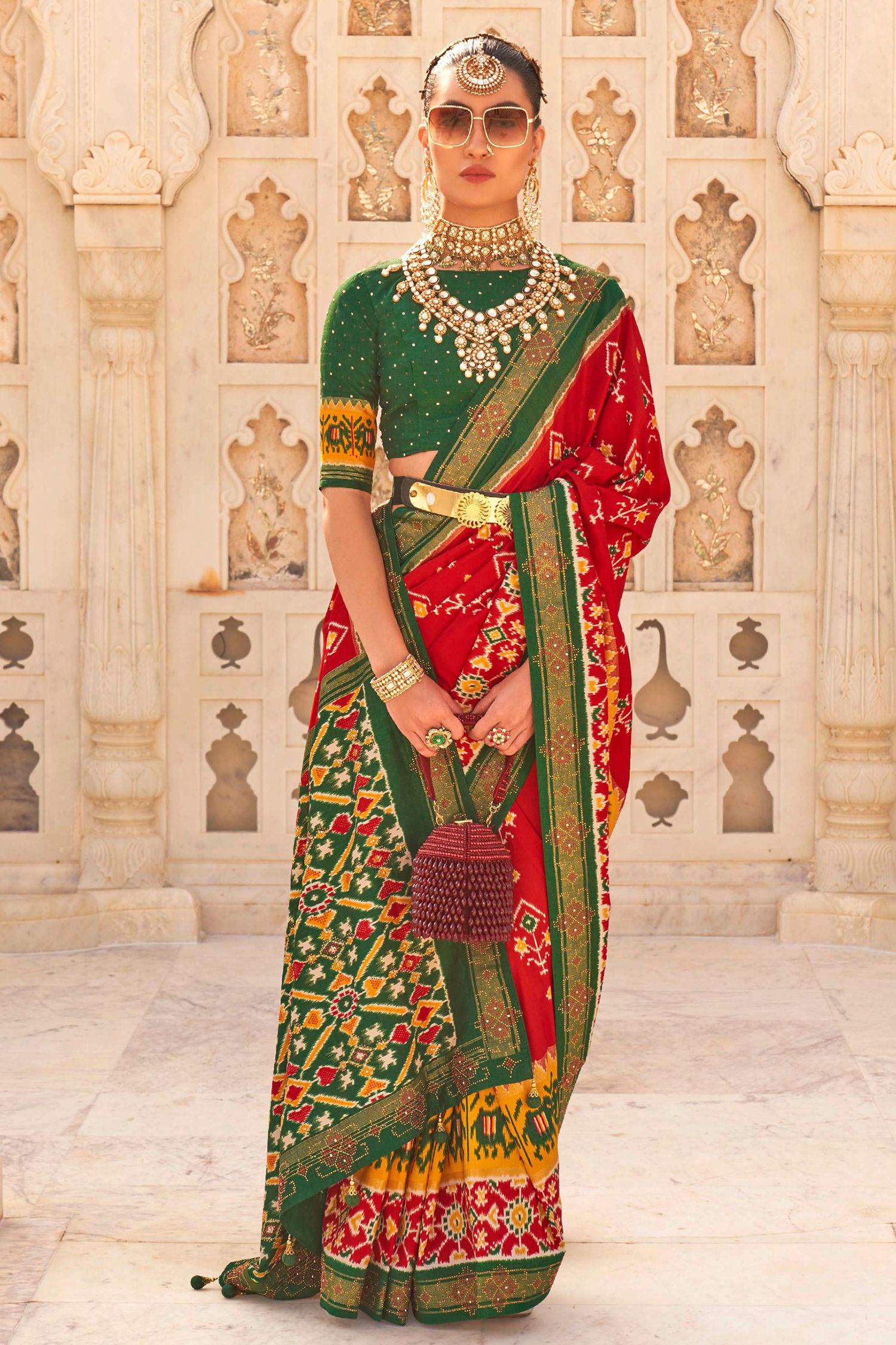 Buy MySilkLove Monza Red Woven Patola Silk Saree Online