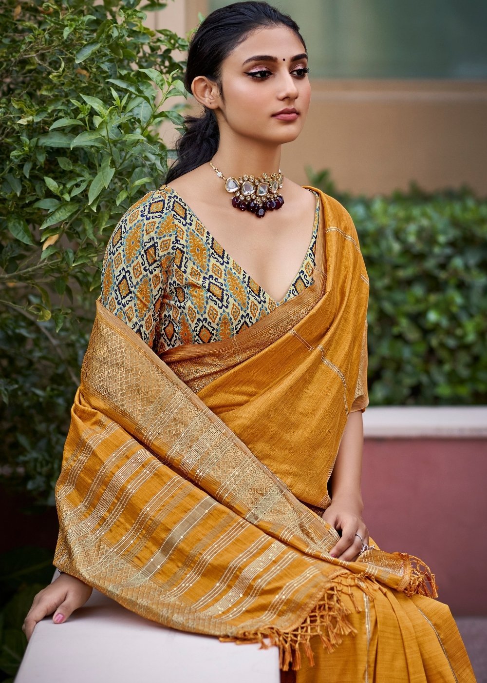 Buy MySilkLove Brandy Punch Yellow Zari Woven South Silk Saree Online