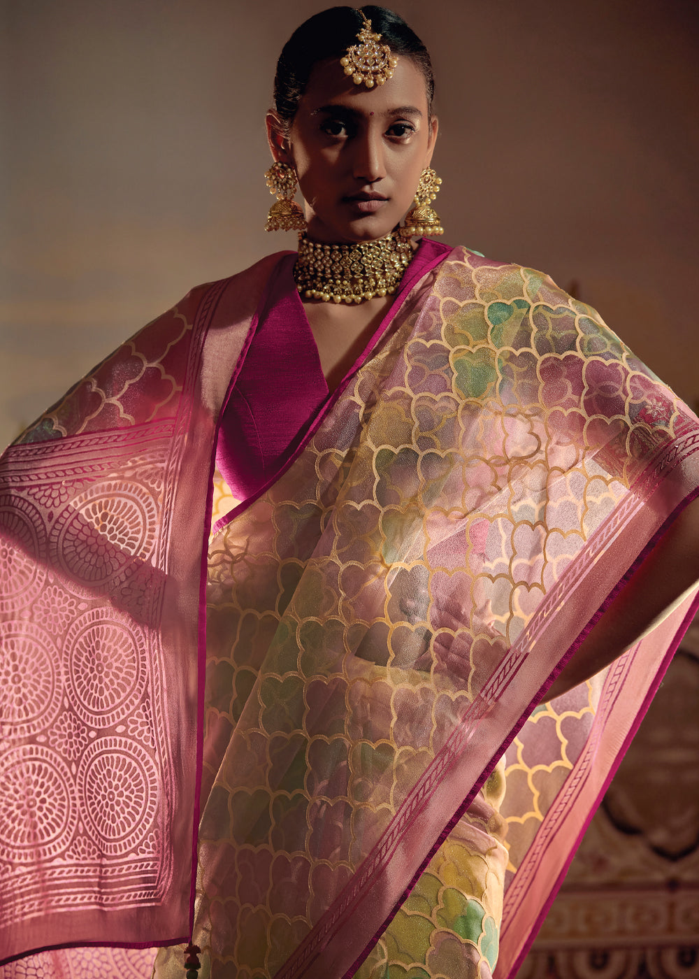 Buy MySilkLove Blush Pink Woven Soft Silk Saree with Embroidered Blouse Online