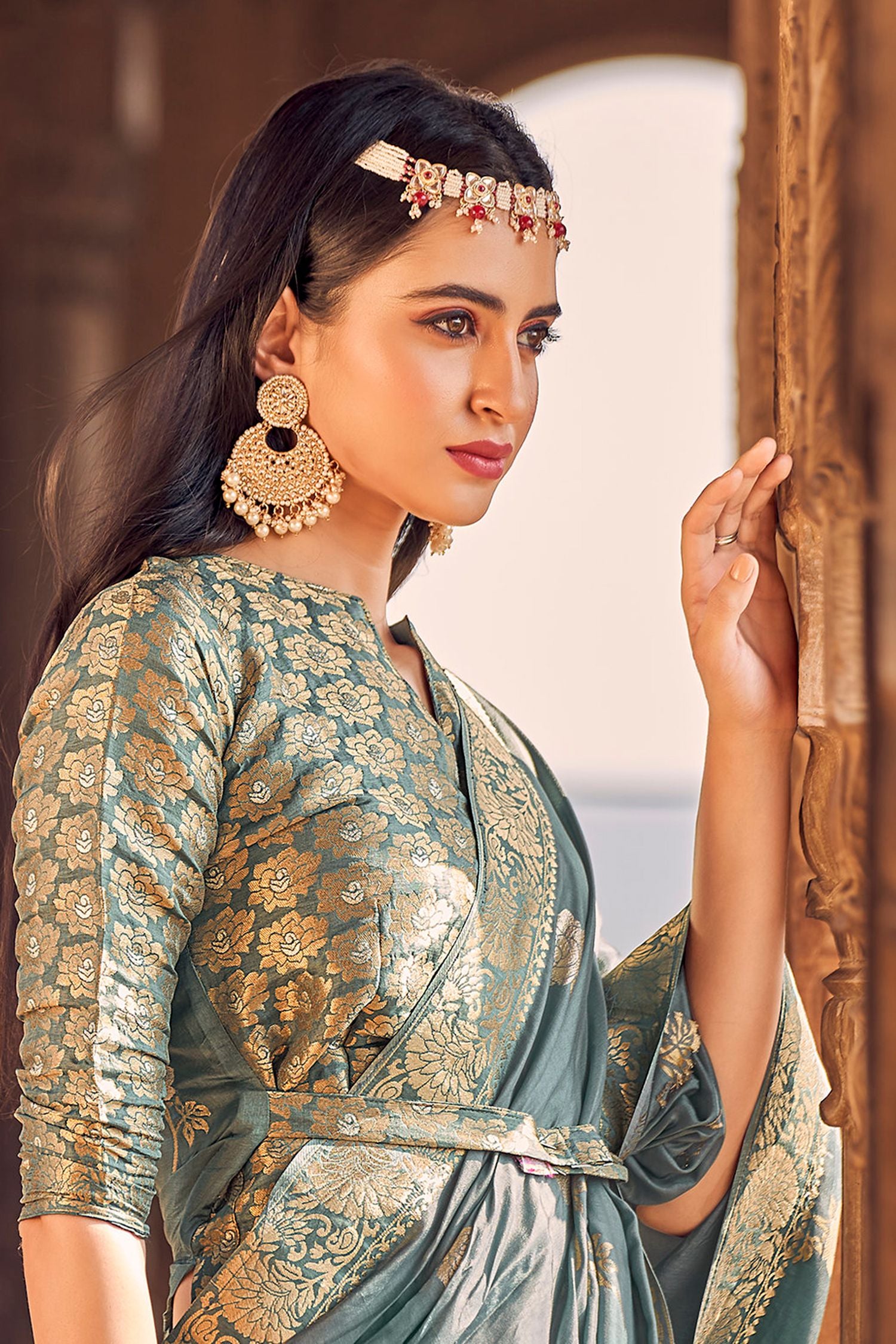 Buy MySilkLove Nandor Grey Banarasi Woven Silk Saree Online